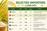 Mỹ dự báo Việt Nam nhập khẩu gạo nhiều hơn cả Trung Quốc, tiếp tục xếp thứ 2 thế giới