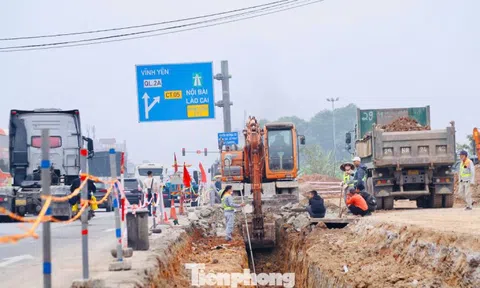 Hối hả thi công nút giao Quốc lộ 2 - Nội Bài - Lào Cai