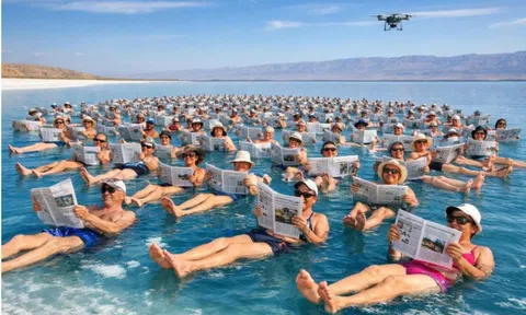 Hơn 1.900 người nắm tay “nằm nổi” giữa hồ nước mặn - Kỷ lục Guinness gây sốt toàn cầu