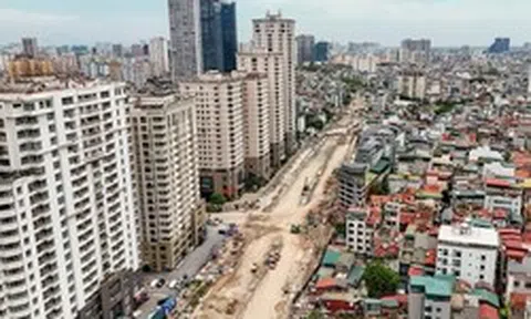 Hình hài tuyến đường Vành đai 2,5 qua Cầu Giấy sau gần 3 tháng thi công