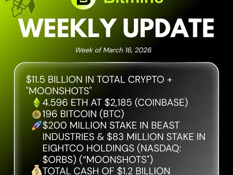 Bitmine Immersion Technologies (BMNR) Công Bố Nắm Giữ 4,596 Triệu Token ETH và Tổng Cộng 11,5 Tỷ USD Tiền Mã Hóa và Tiền Mặt