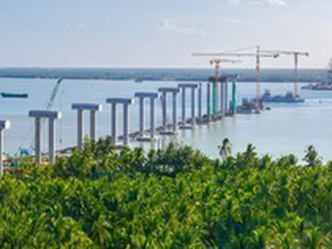 Công trường cầu Đại Ngãi 1 gần 4.000 tỷ đồng tăng tốc giữa áp lực chi phí và khan hiếm vật liệu